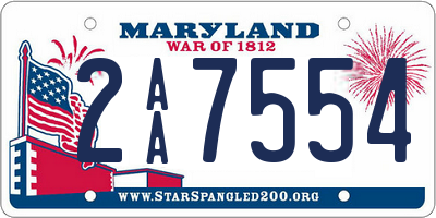 MD license plate 2AA7554
