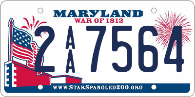 MD license plate 2AA7564