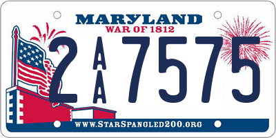 MD license plate 2AA7575