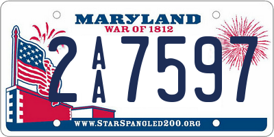 MD license plate 2AA7597