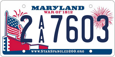 MD license plate 2AA7603