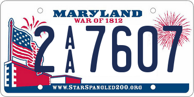 MD license plate 2AA7607