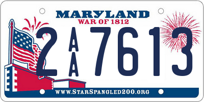 MD license plate 2AA7613