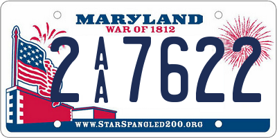 MD license plate 2AA7622