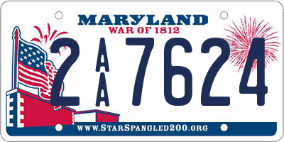 MD license plate 2AA7624