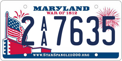 MD license plate 2AA7635