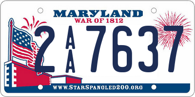 MD license plate 2AA7637