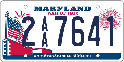 MD license plate 2AA7641