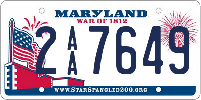 MD license plate 2AA7649
