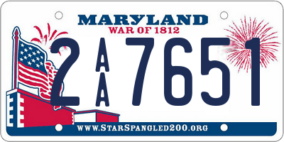 MD license plate 2AA7651
