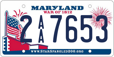 MD license plate 2AA7653