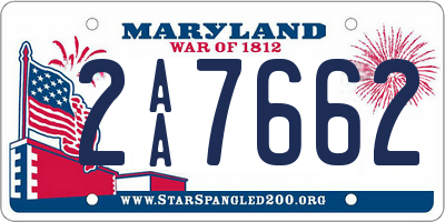 MD license plate 2AA7662