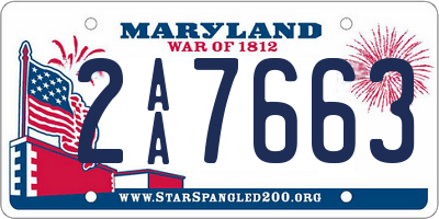 MD license plate 2AA7663