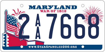 MD license plate 2AA7668