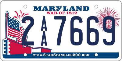 MD license plate 2AA7669