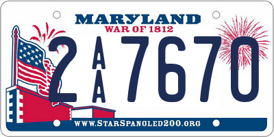 MD license plate 2AA7670