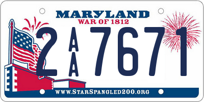 MD license plate 2AA7671