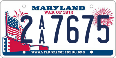 MD license plate 2AA7675