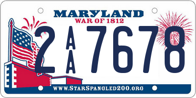 MD license plate 2AA7678