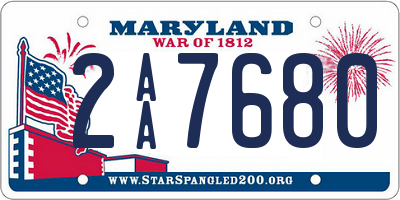 MD license plate 2AA7680