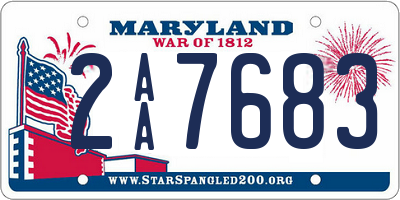 MD license plate 2AA7683