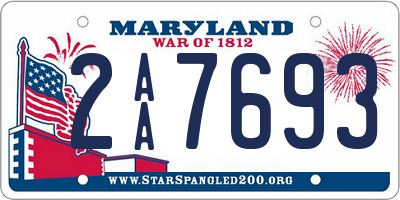 MD license plate 2AA7693