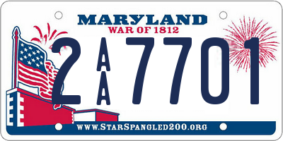 MD license plate 2AA7701