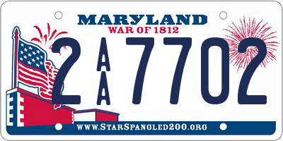 MD license plate 2AA7702