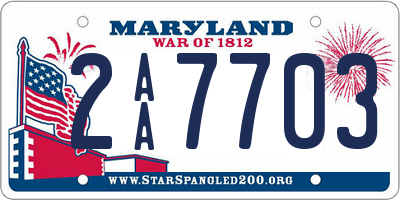 MD license plate 2AA7703