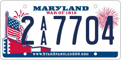 MD license plate 2AA7704