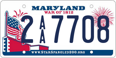 MD license plate 2AA7708