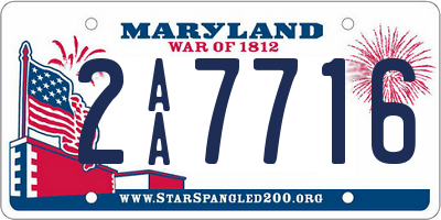 MD license plate 2AA7716