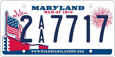 MD license plate 2AA7717