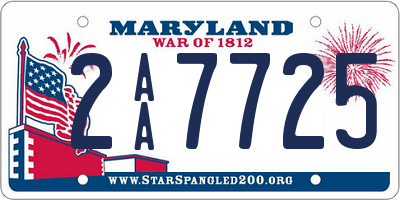 MD license plate 2AA7725