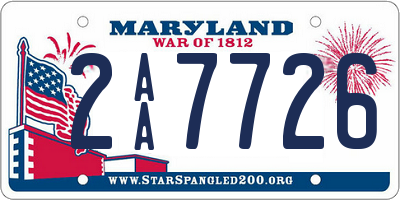 MD license plate 2AA7726