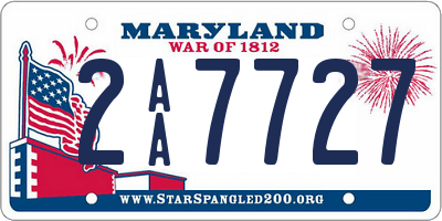 MD license plate 2AA7727
