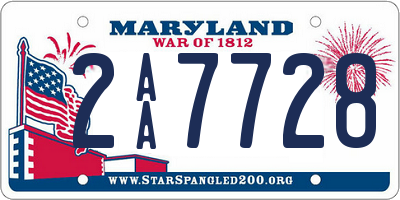 MD license plate 2AA7728