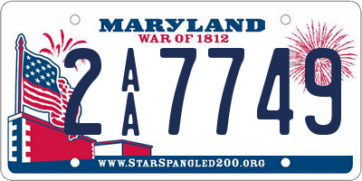 MD license plate 2AA7749
