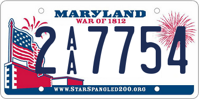 MD license plate 2AA7754