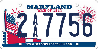 MD license plate 2AA7756