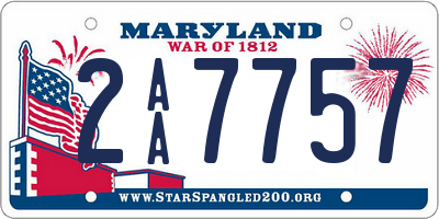 MD license plate 2AA7757