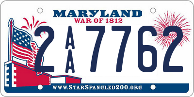 MD license plate 2AA7762