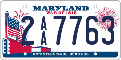 MD license plate 2AA7763