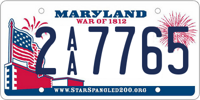 MD license plate 2AA7765