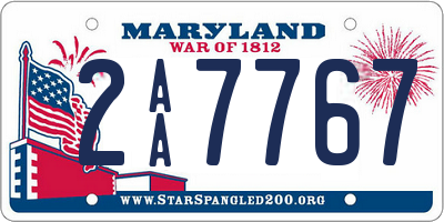 MD license plate 2AA7767