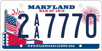 MD license plate 2AA7770