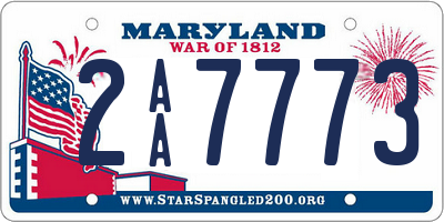 MD license plate 2AA7773