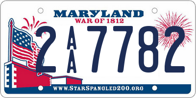 MD license plate 2AA7782