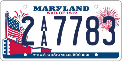 MD license plate 2AA7783