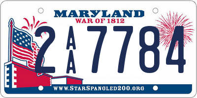 MD license plate 2AA7784